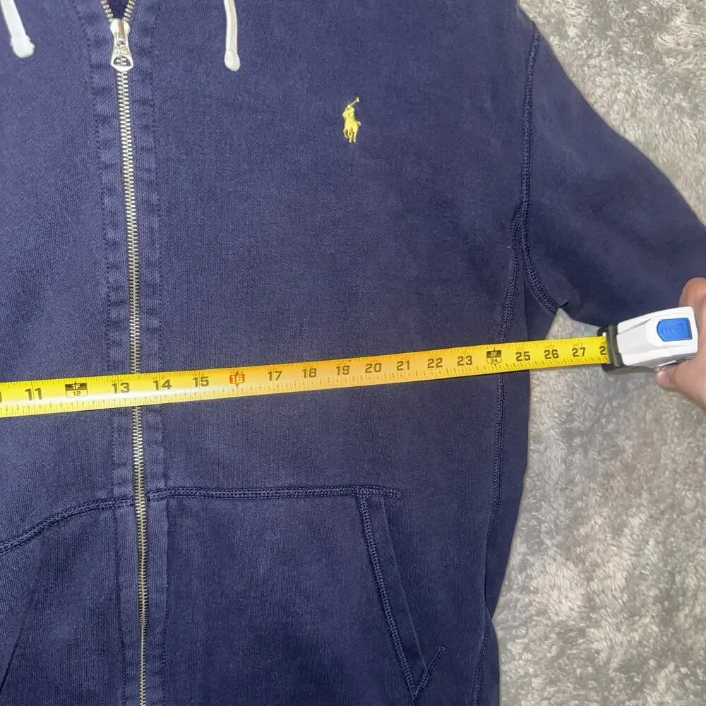Polo Ralph Lauren Mens Blue Full Zip Hoodie Big Tall 2XLT Fleece Heavyweight